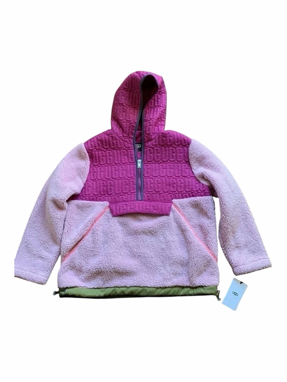 Ugg Fleece Jacket 1/2 Zip Pullover Pink Sz L NWT
